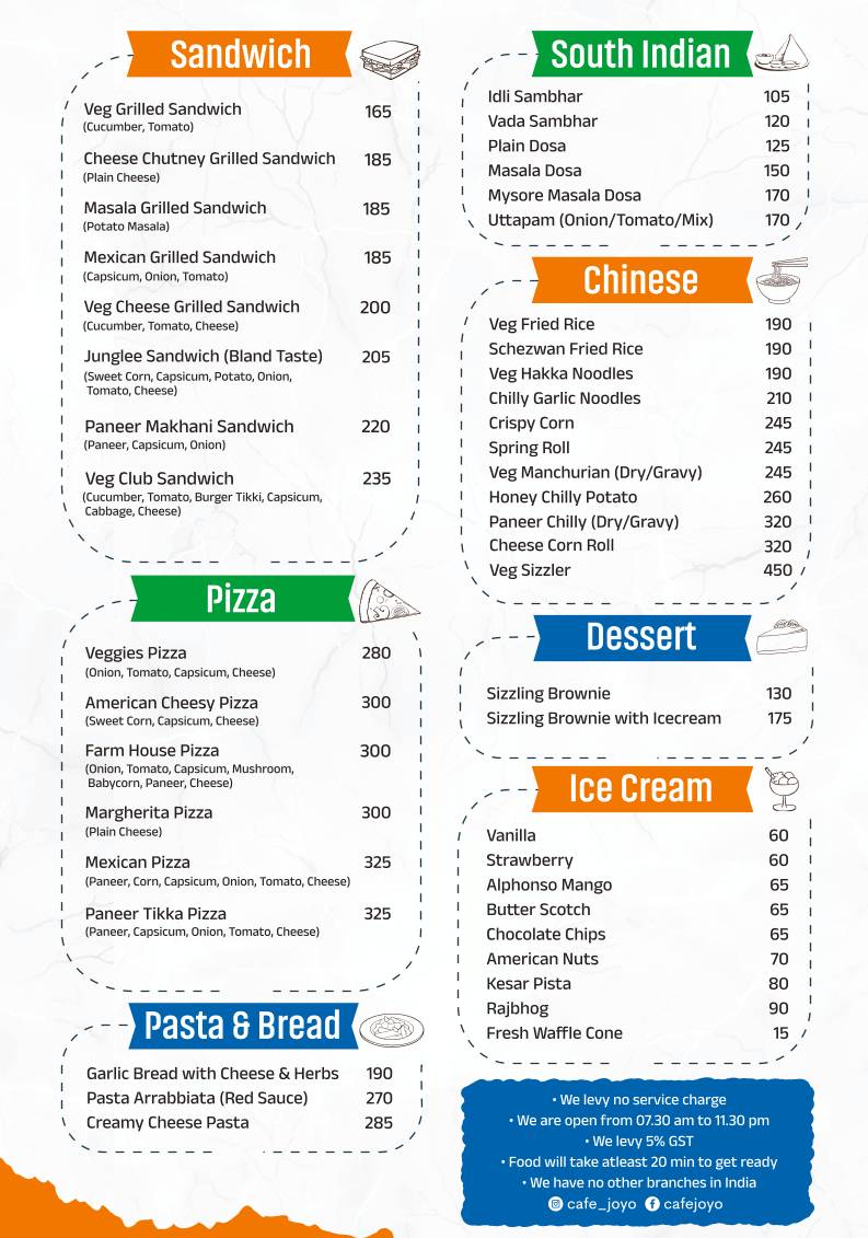 Café Joyo menu