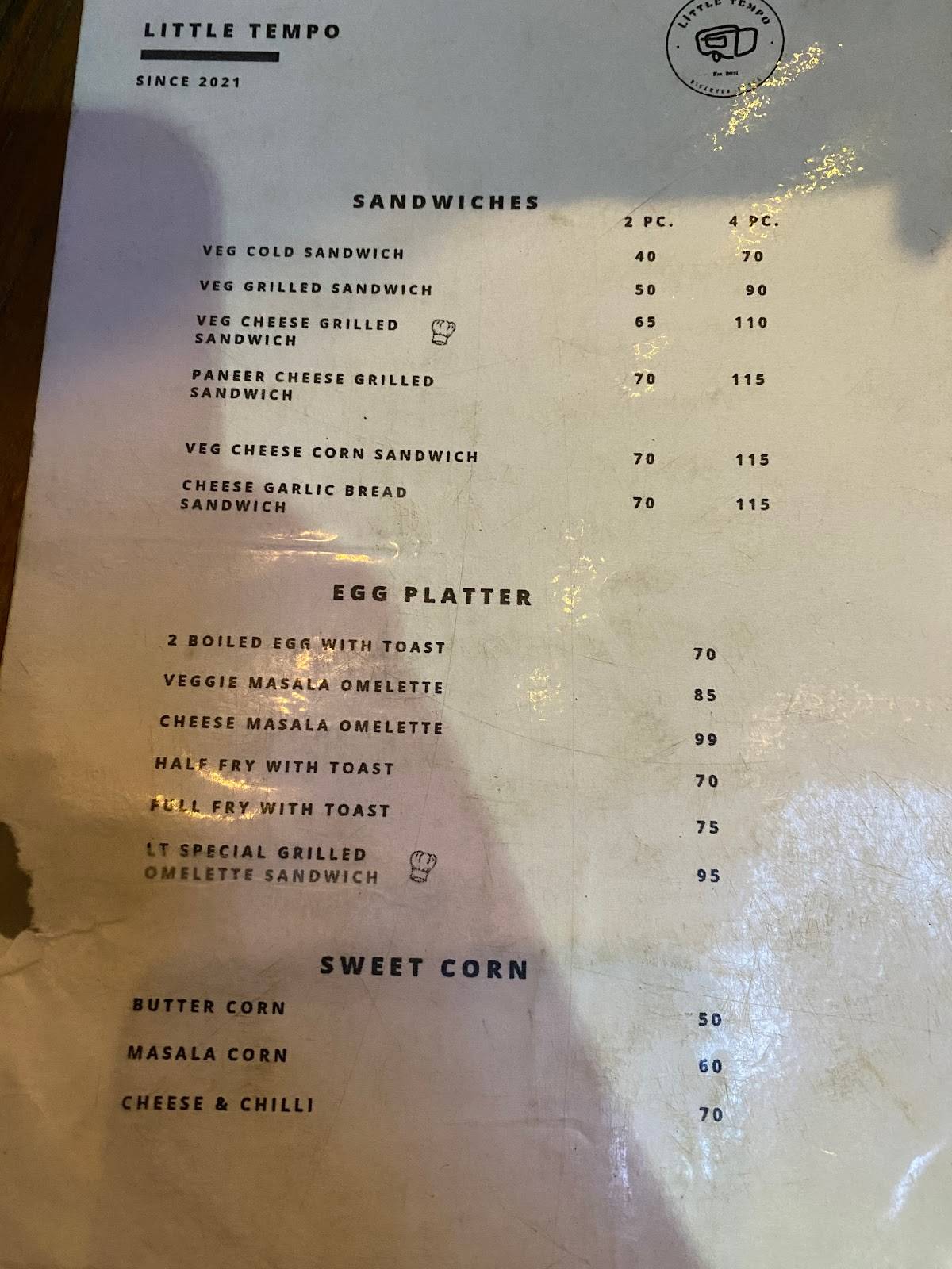 Little Tempo menu