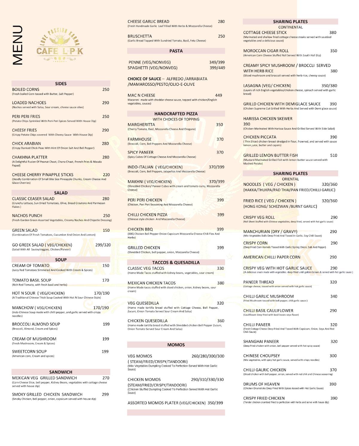 Cafe Lpk menu