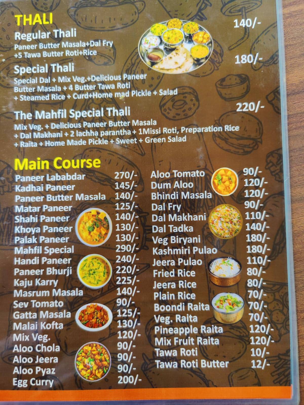Cafe Mehfil & Resto- Cabin Cafe in Mansarovar menu