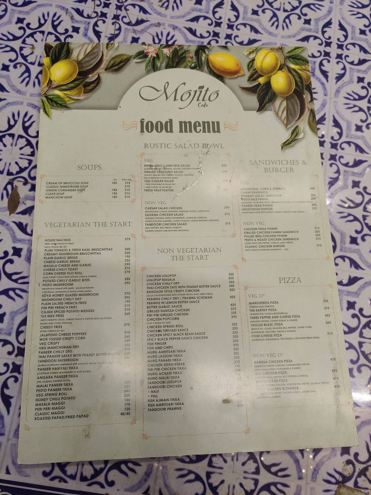 Mojito Cafe menu