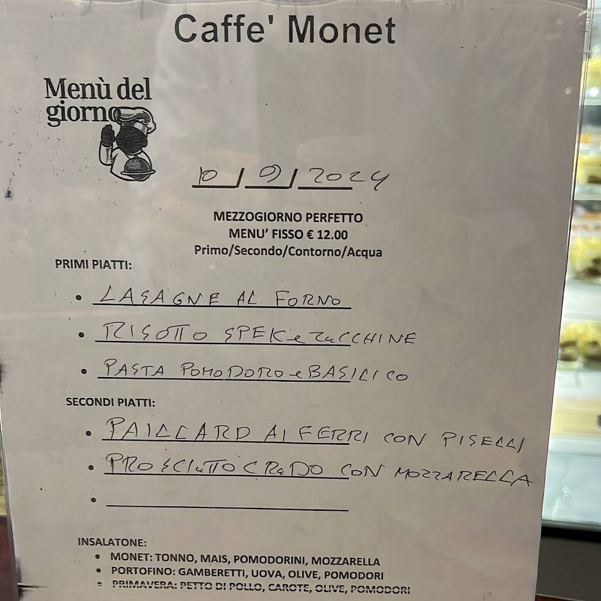 Menu di Cafè Monet 