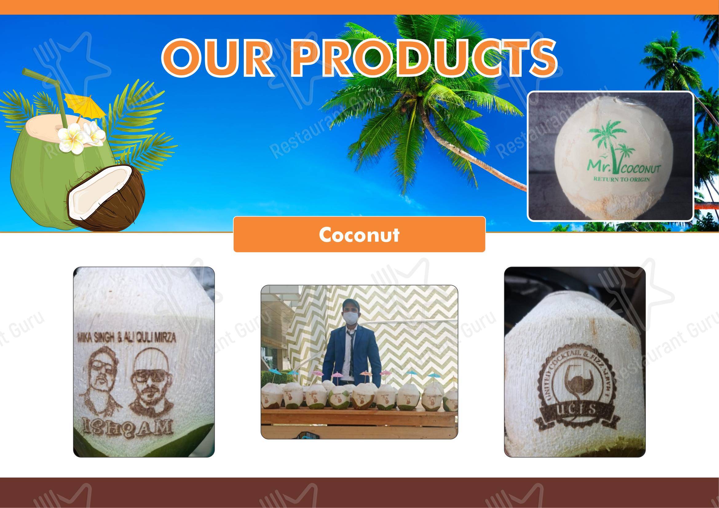 Menu bar for the Mr.Coconut Cafe Barbeque And Resturant restaurant