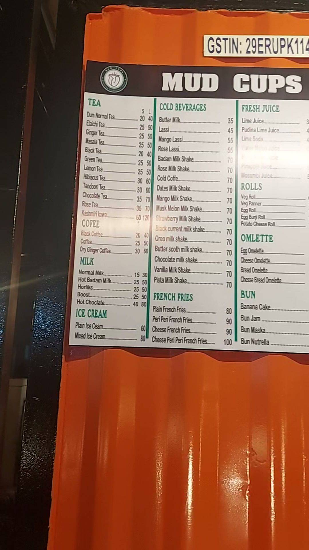 Menu at Mud Cups Cafe, Bengaluru, Choudadenahalli