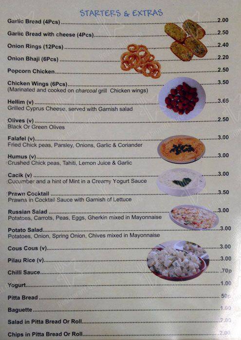 Menu at Noahs Ark Cafe, Ilford