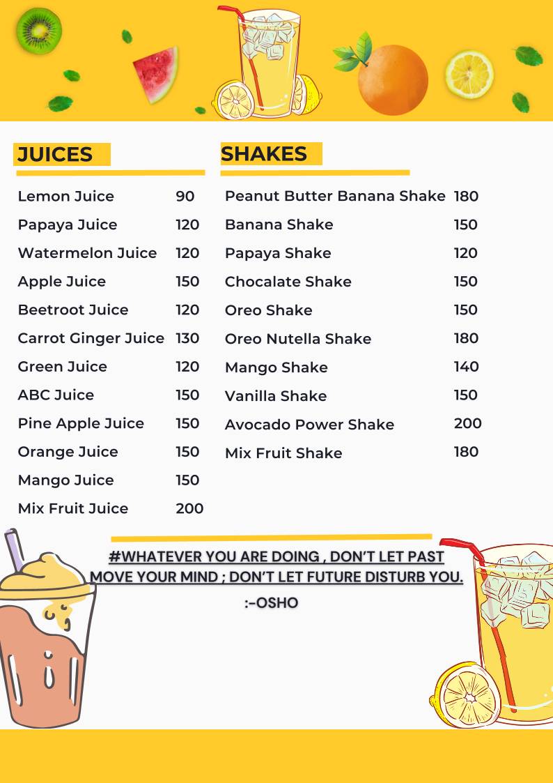 Om Shanti Shanti Cafe menu