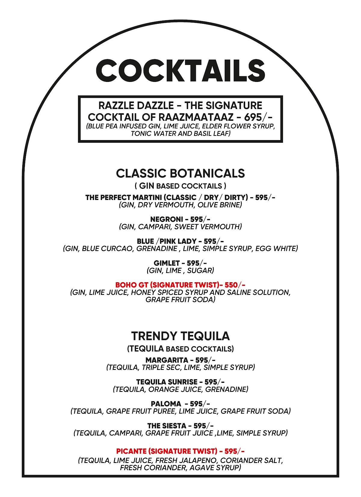 Razzmatazz Cup N Cake menu