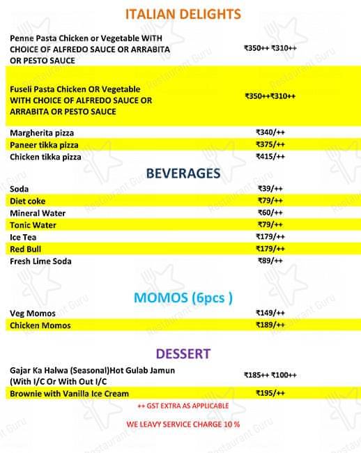 Reefuel Cafe menu