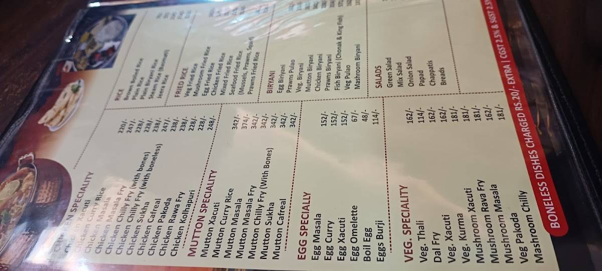 Cafe Ritz Restaurant & Bar menu