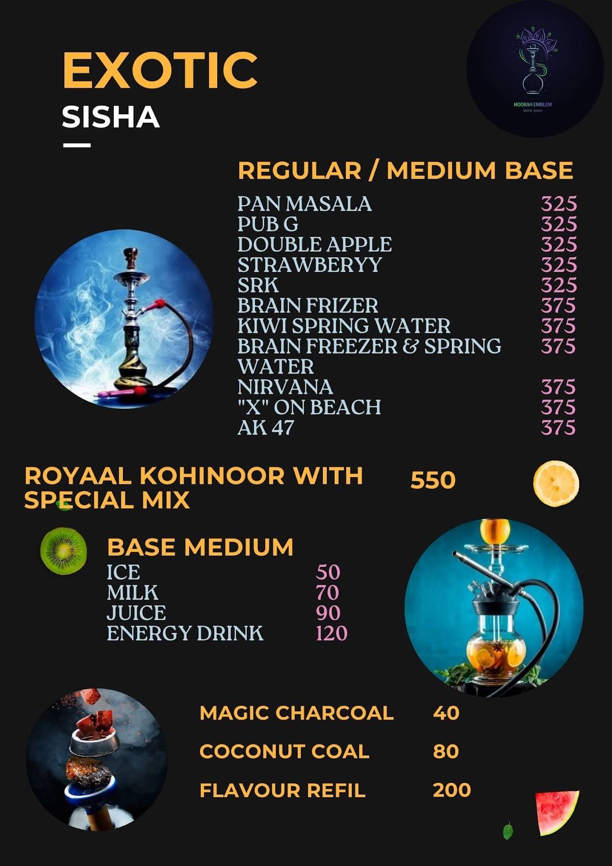 Cafe Royaal menu