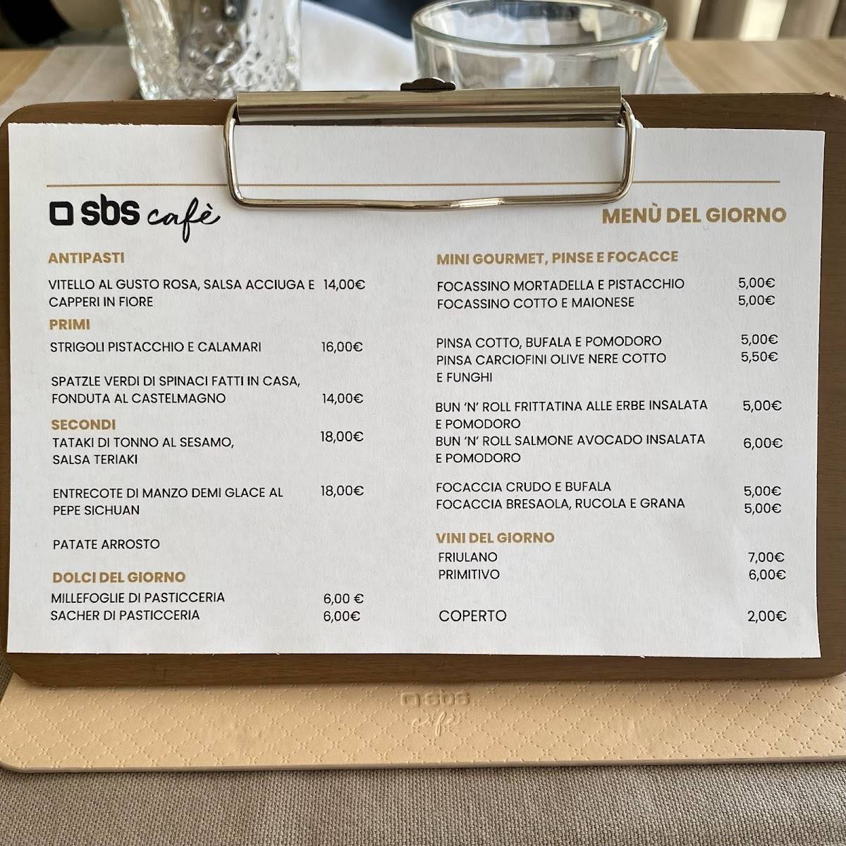 Menu di SBS Cafè 