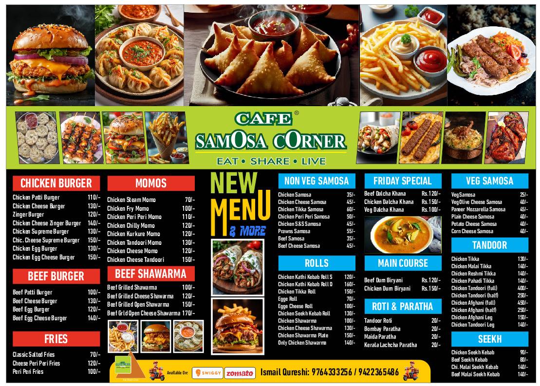 Cafe Samosa Corner - THE BEST SAMOSA IN PUNE menu