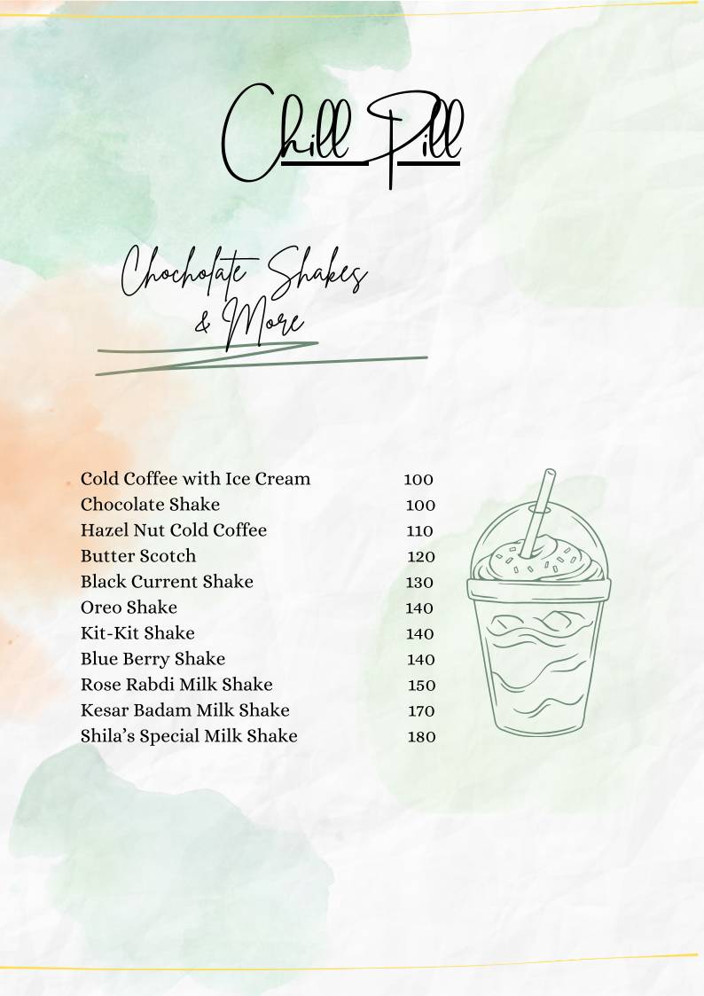 Shila’s Café menu