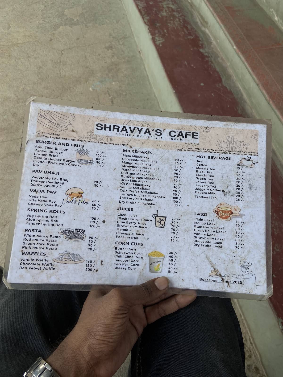 Shravya’s cafe menu