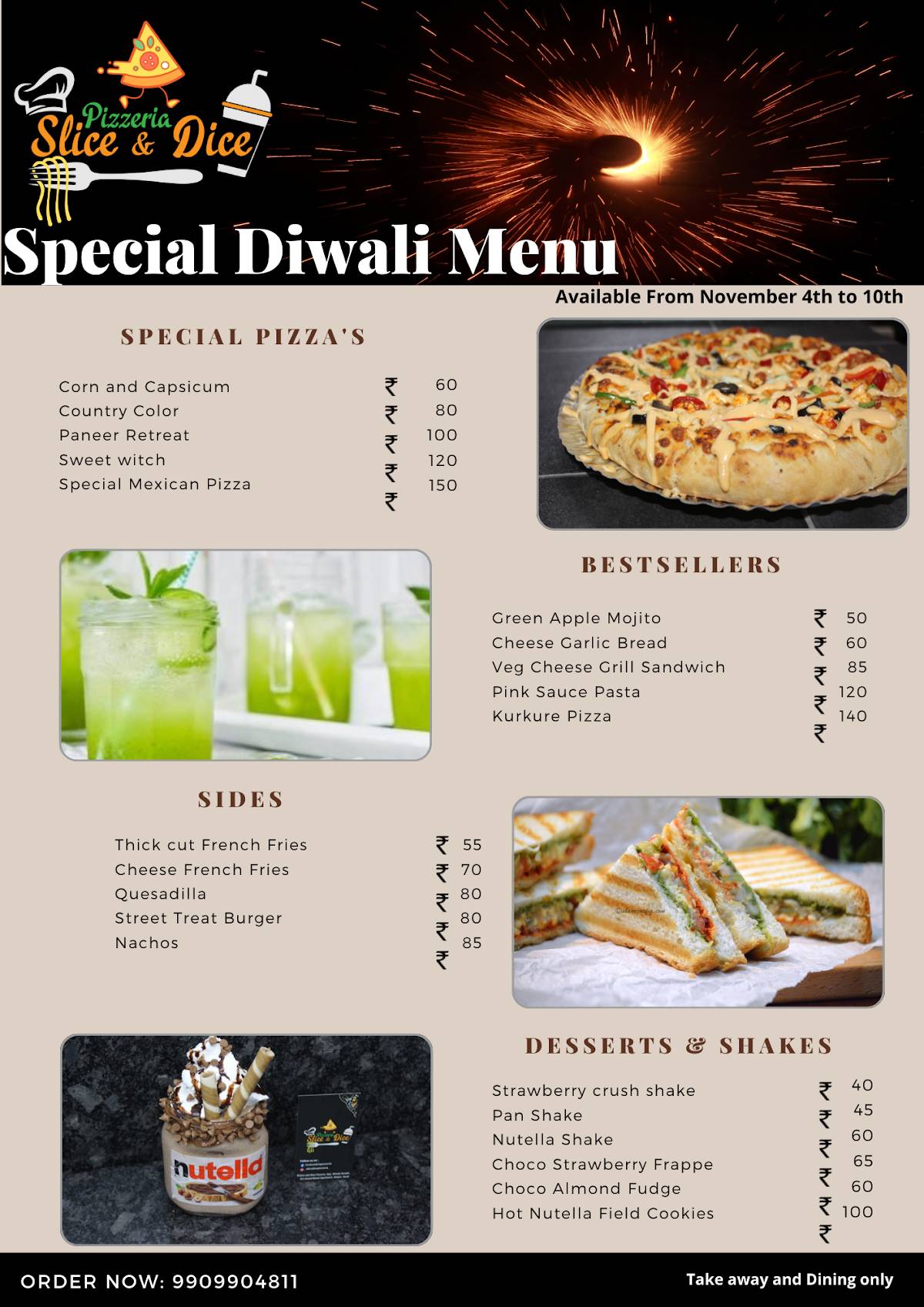 Slice & Dice Pizzeria menu