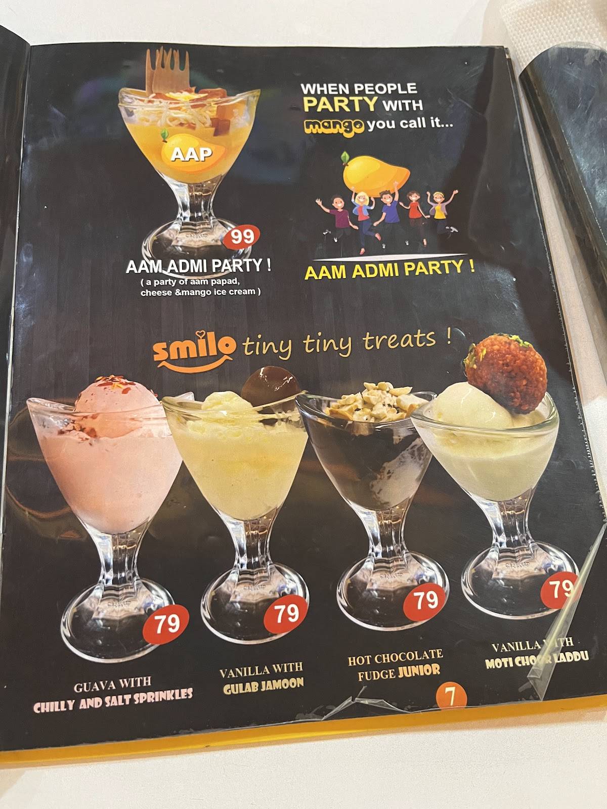 Smilo Ice Cream Parlour n Cafe menu