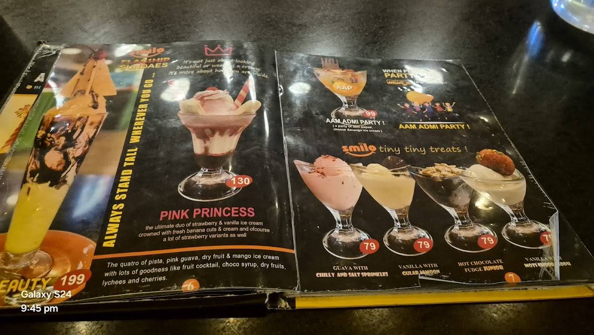 Smilo Ice Cream Parlour n Cafe menu