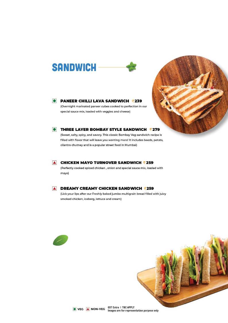 The Black Coffee Cafe menu