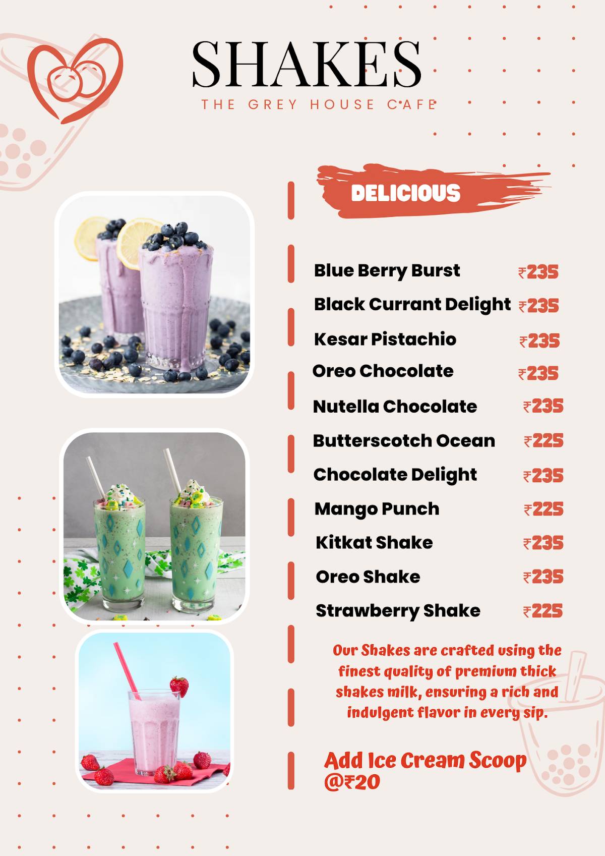 The Grey House (Cafe Terrace Lounge) Grey Courtyard menu