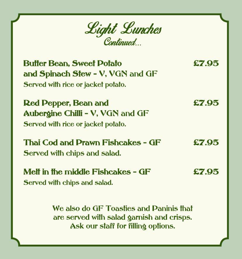 Menu at The Lemon Tree cafe, Tadcaster