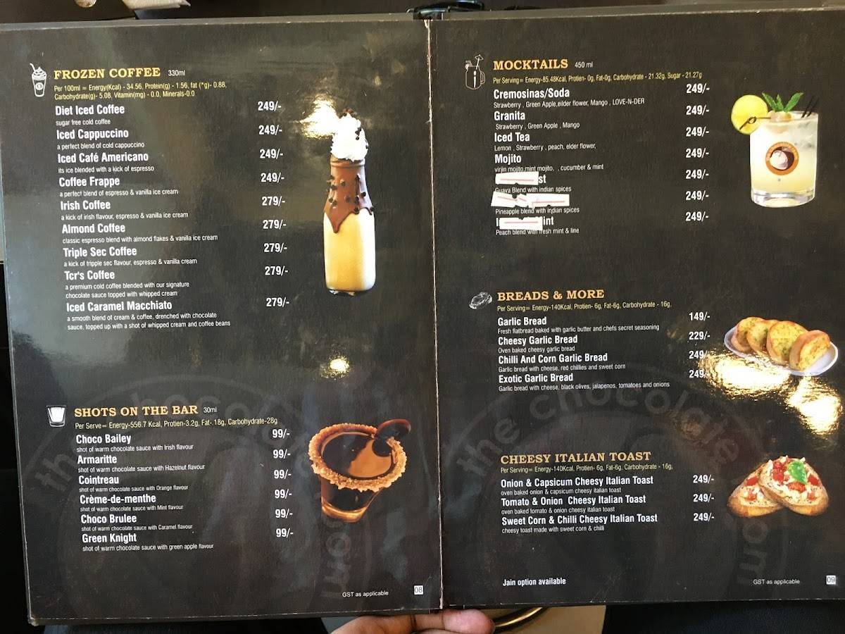 The Chocolate Room menu