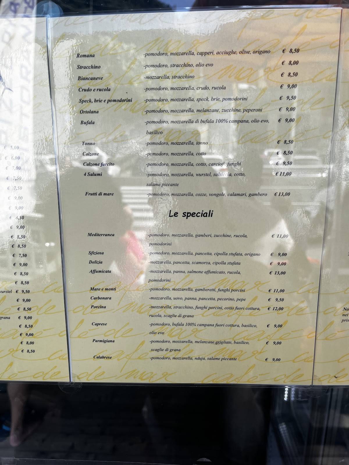 Menu di Cafè De Mar 