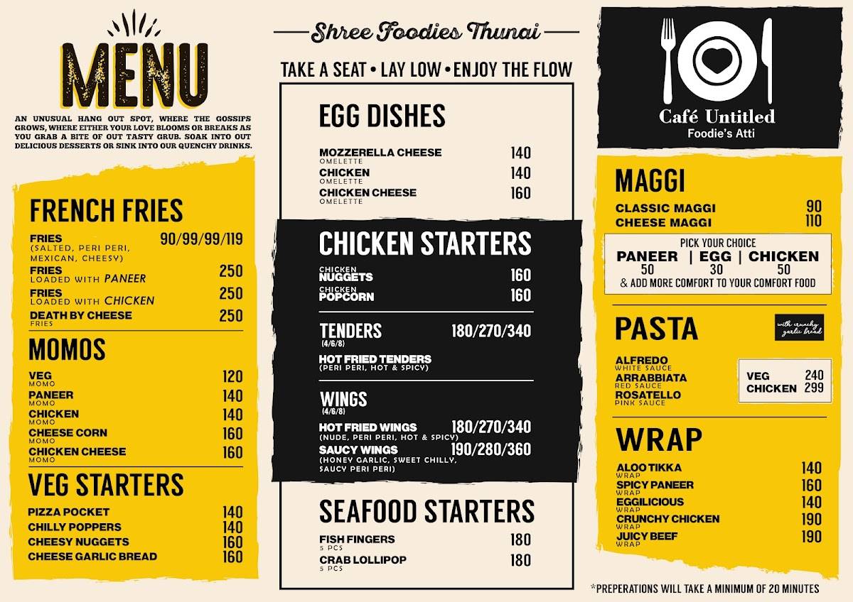 Cafe untitled (foodie's atti) menu