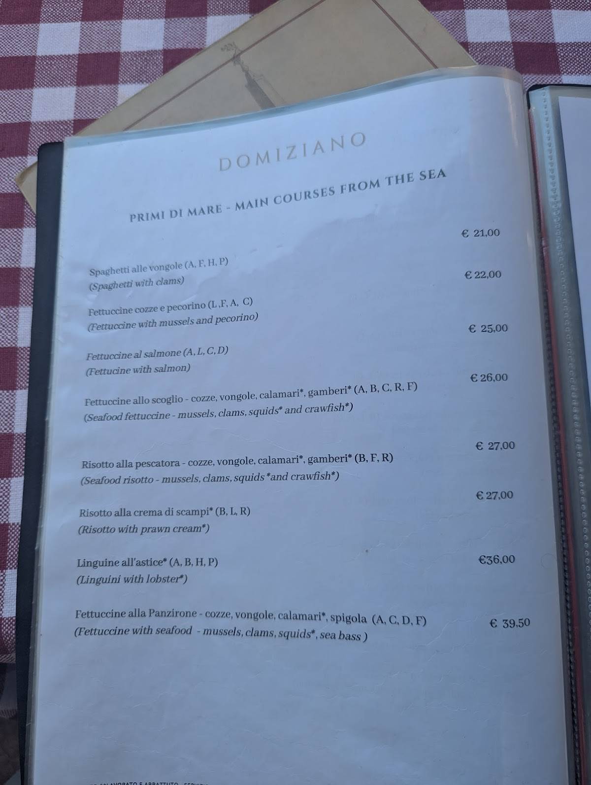 Menu di Caffè Domiziano 