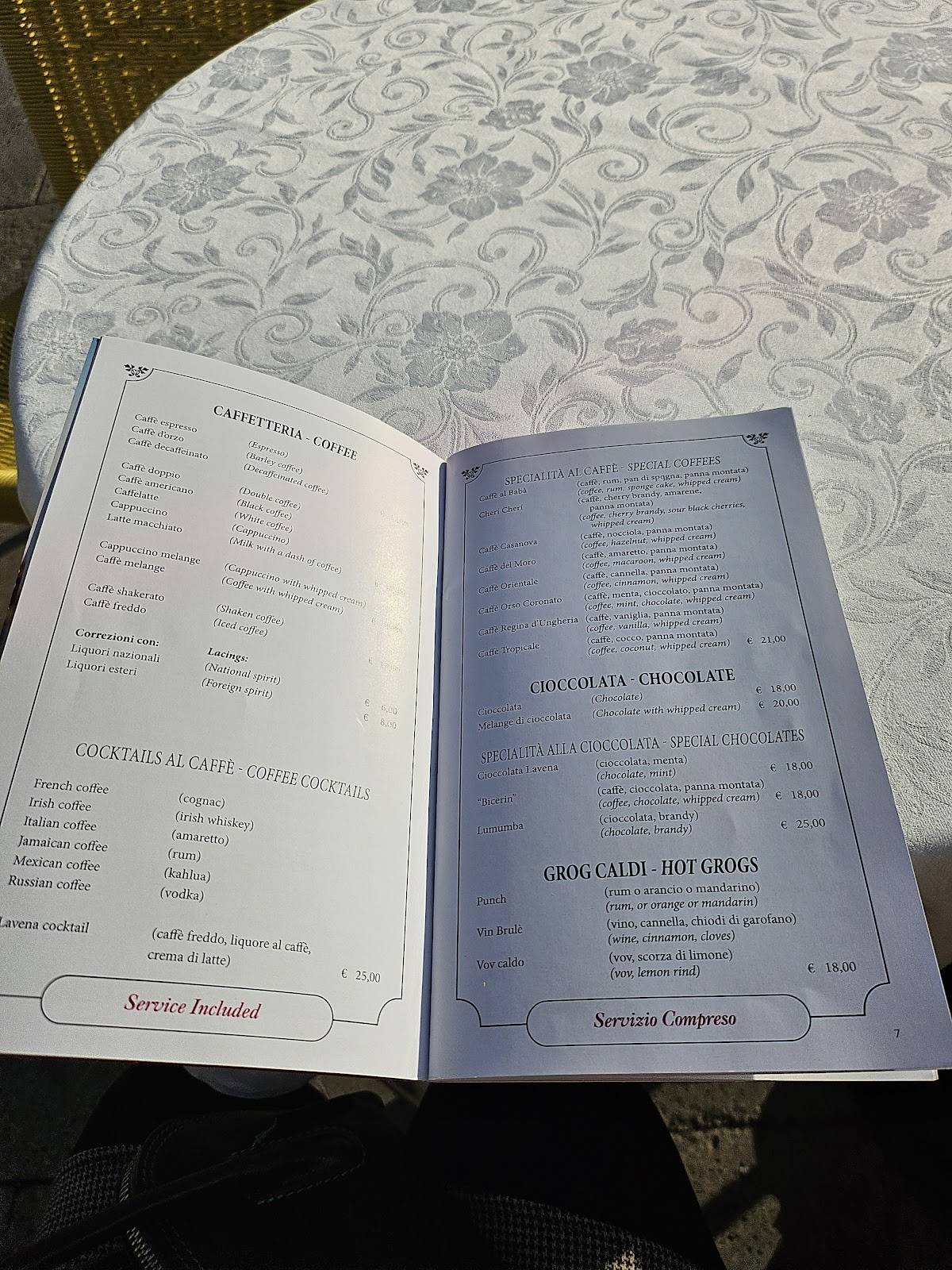 Menu di Gran Caffè Lavena 