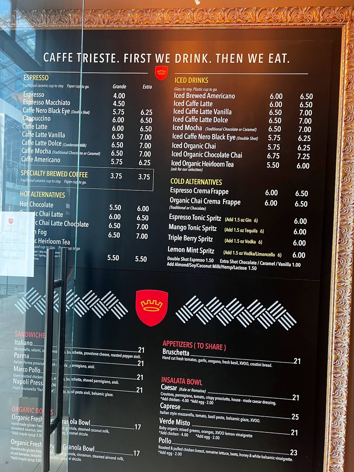 Menu de Caffe Trieste