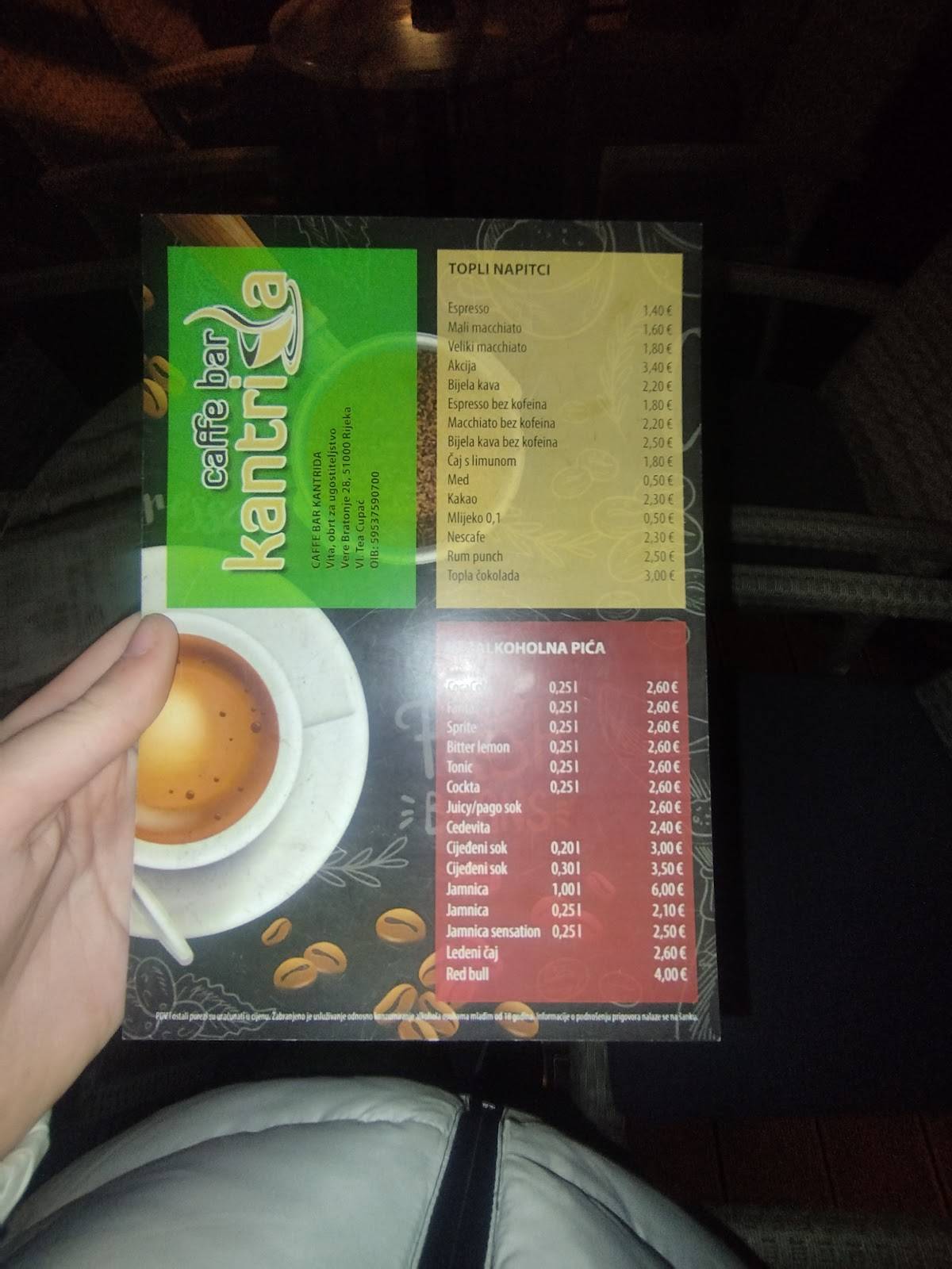 Menu di Caffe bar kantrida 