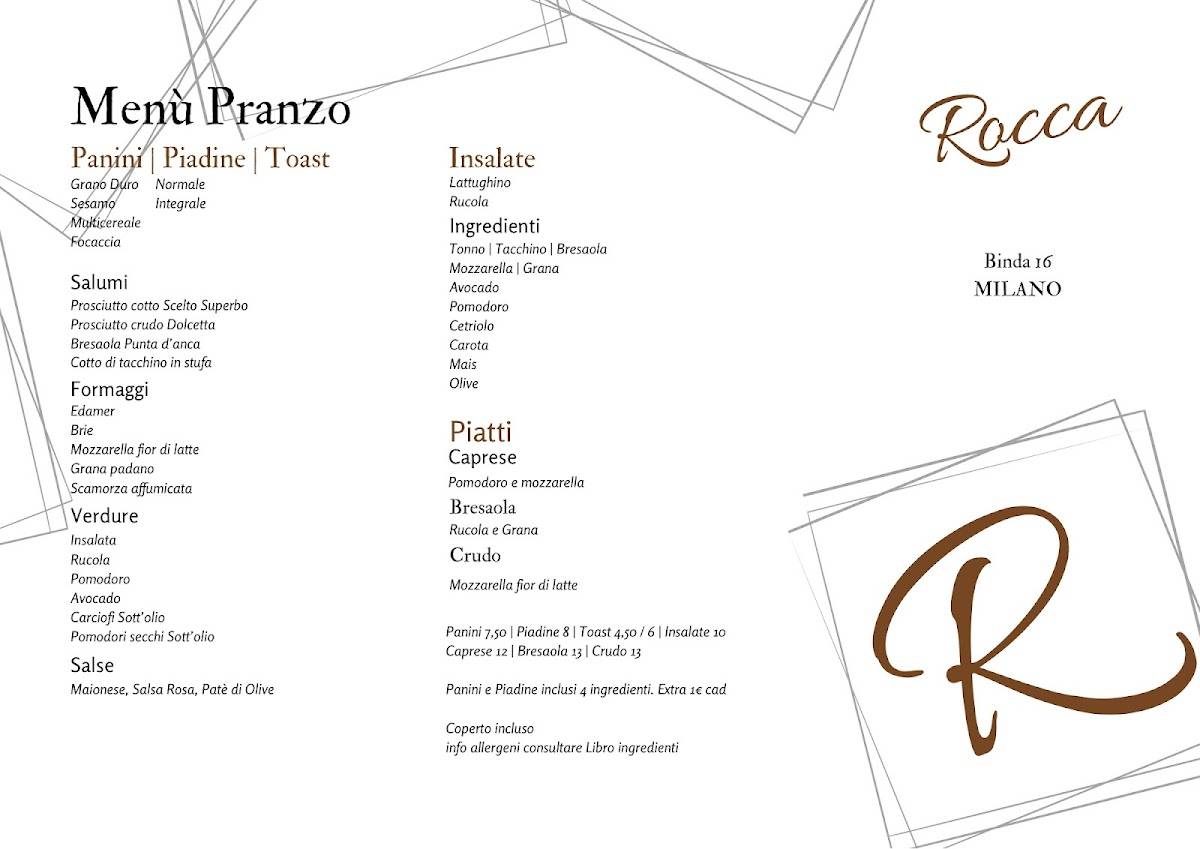 Menu di Caffetteria Rocca 