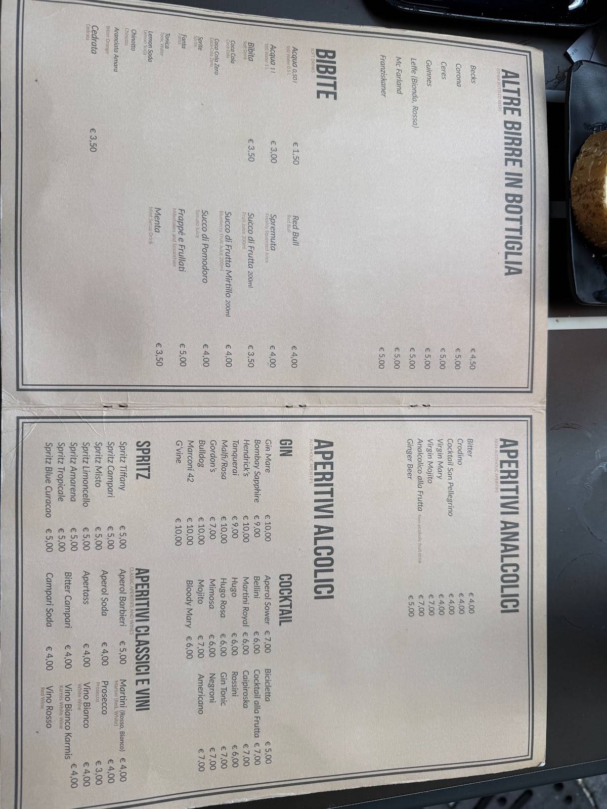 Menu di Caffetteria Tiffany 