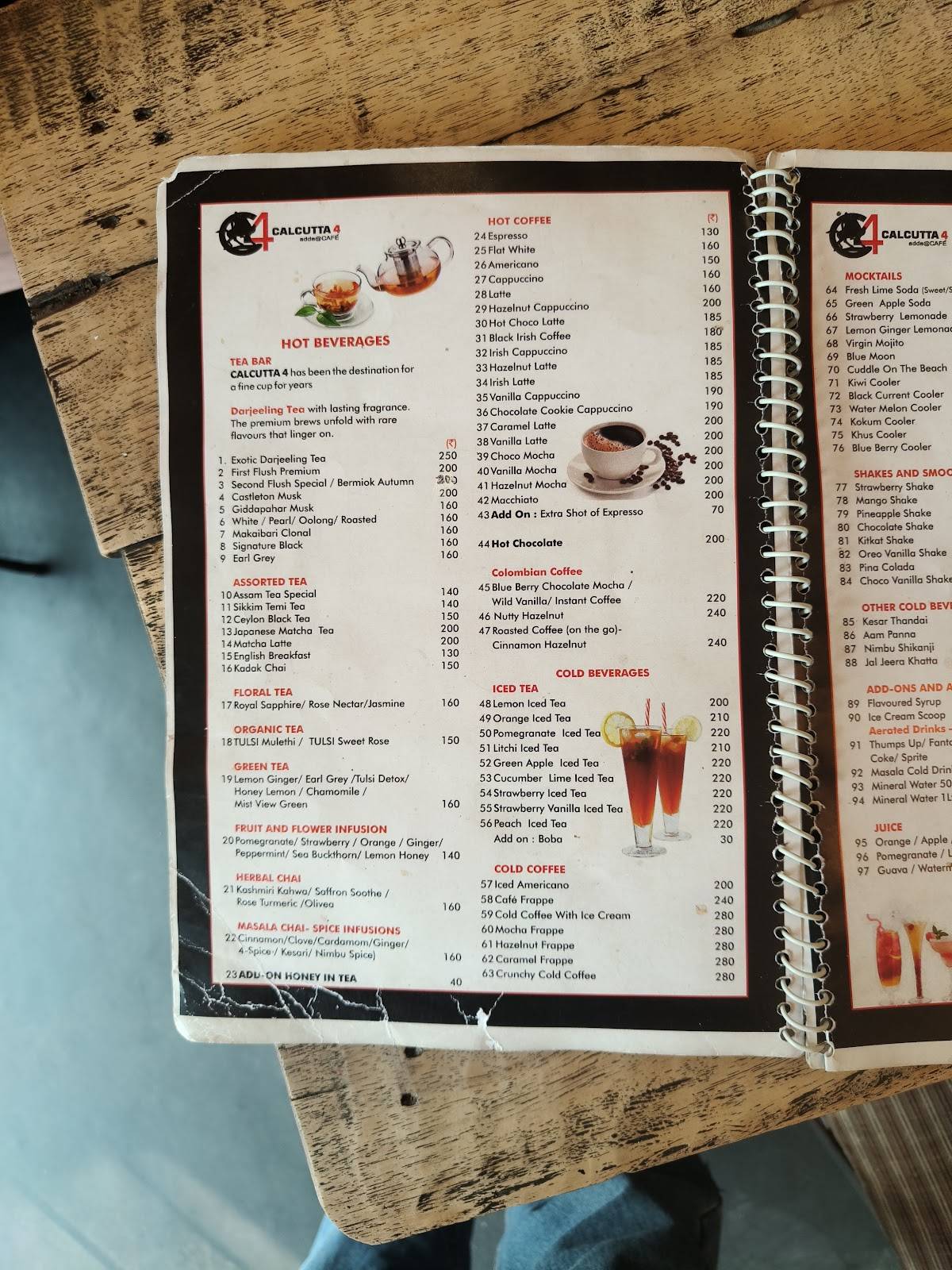 Calcutta 4 menu