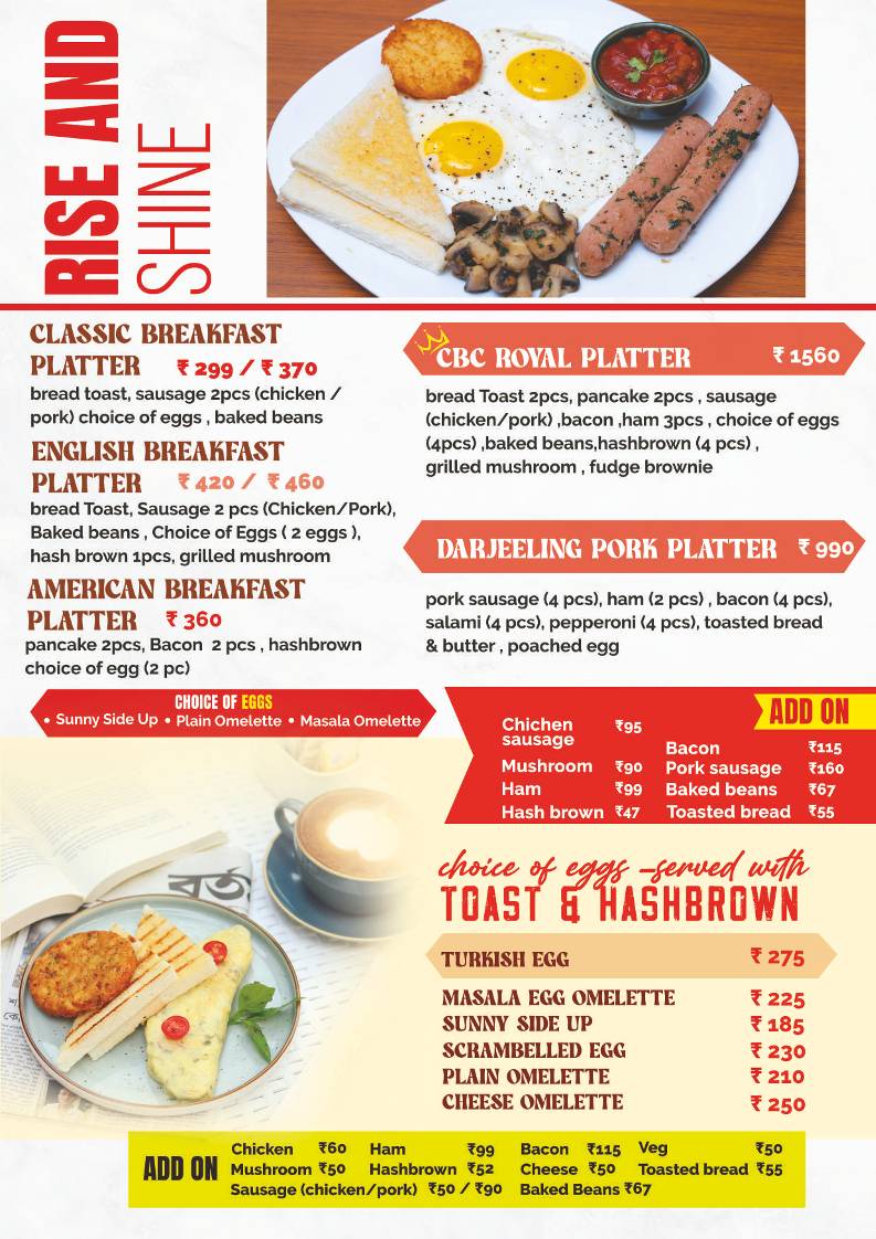 Calcutta Bakery Cafe, Salt Lake menu