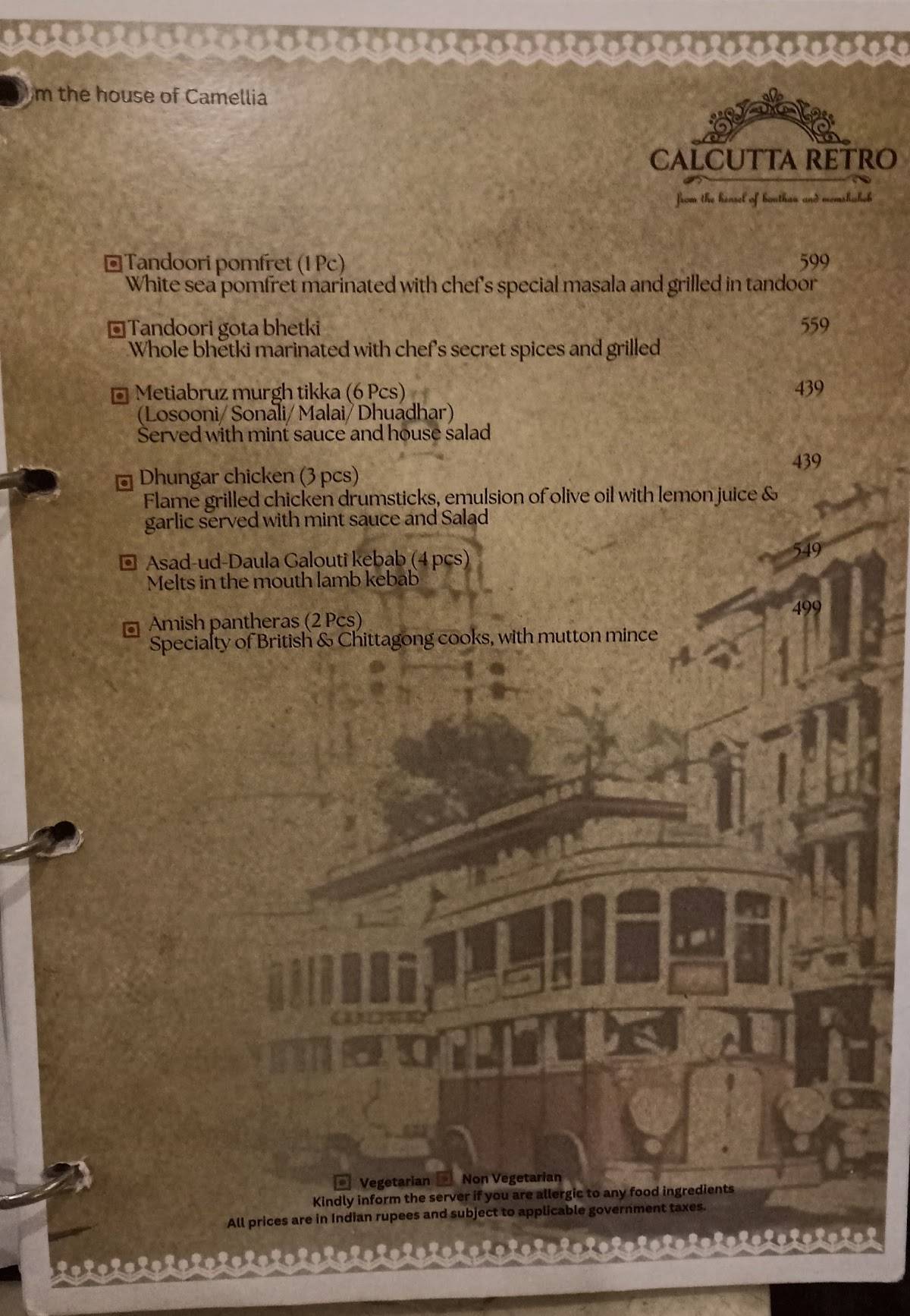 Calcutta Retro menu