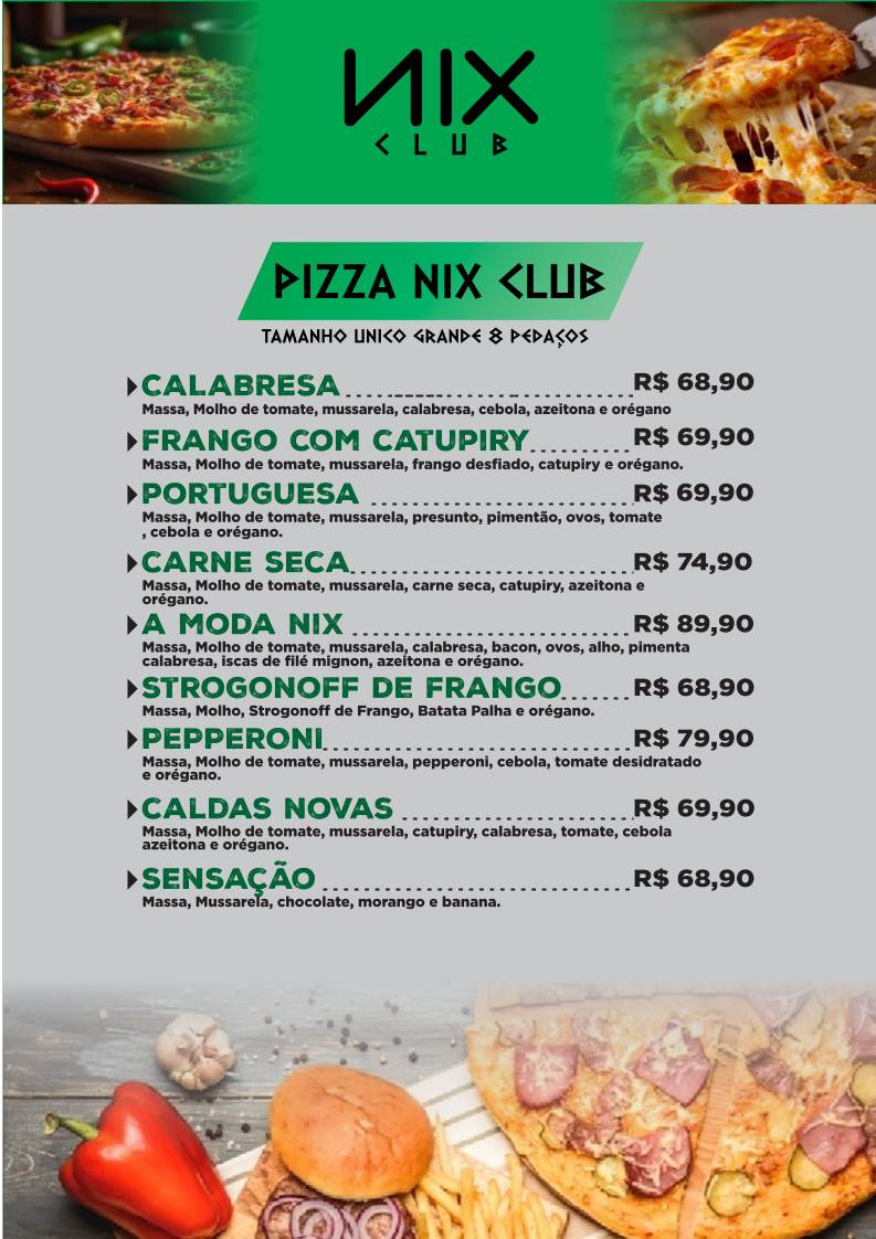 Nix Club - Choperia e Boate em Caldas Novas cardápio
