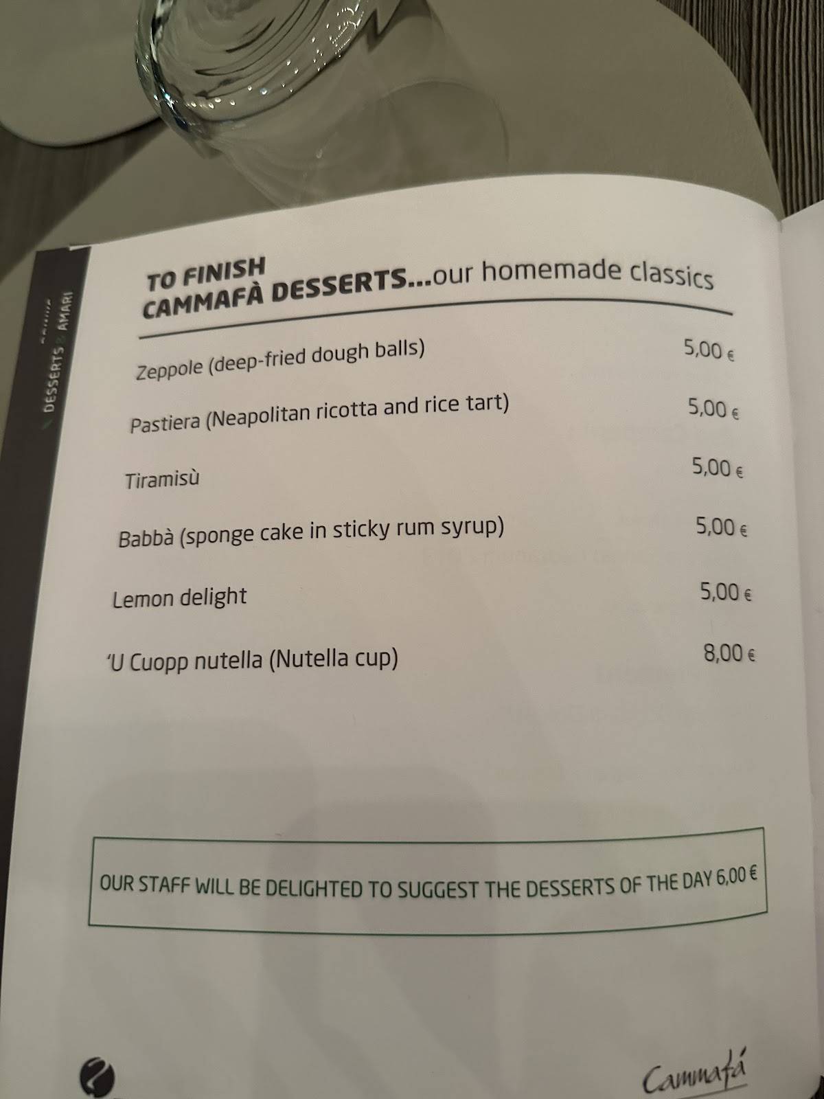 Menu di Cammafà 