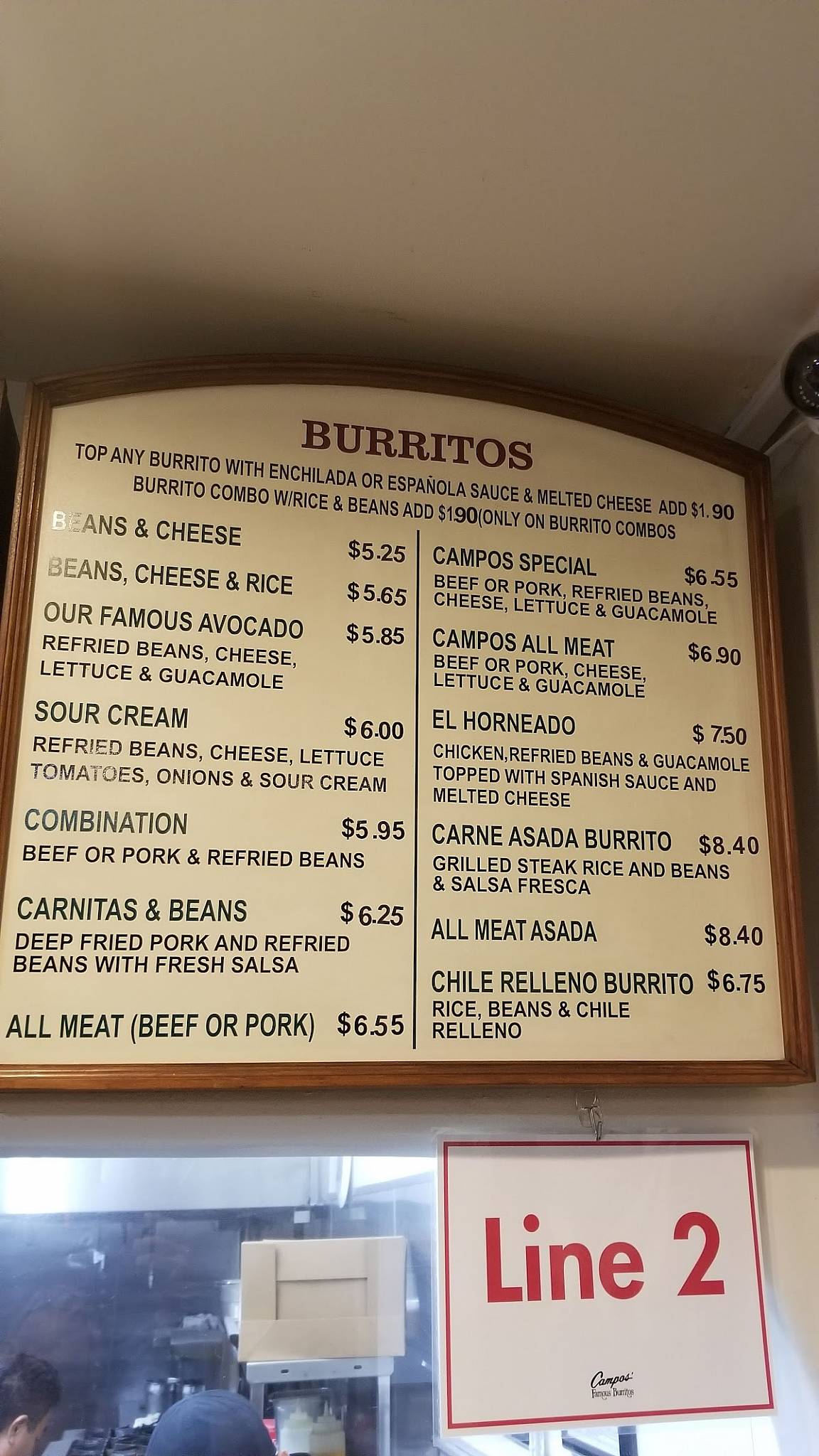 Menu at Campos Famous Burritos restaurant, Simi Valley