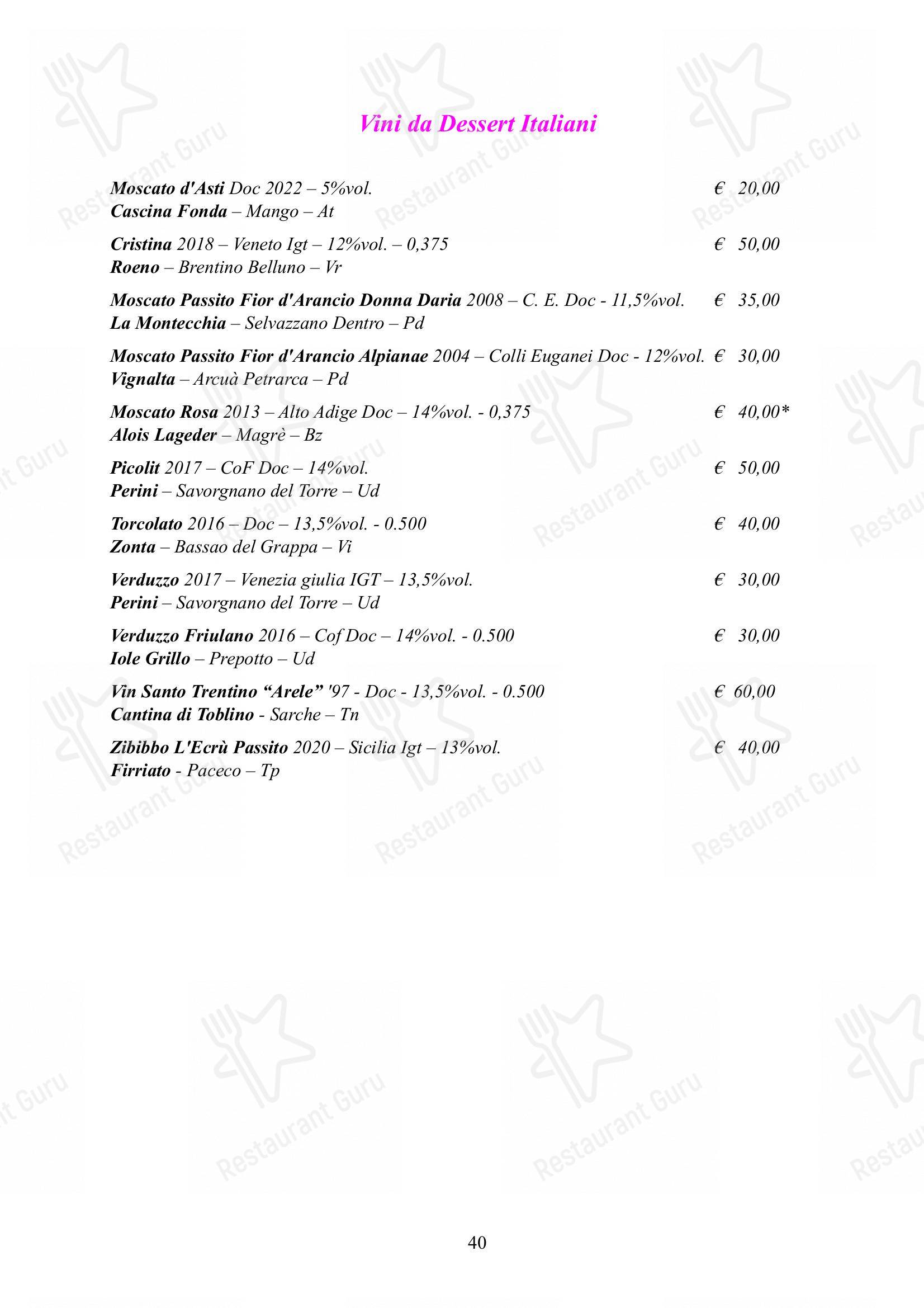 Menu di Albergo Ristorante Alle Codole - Menu