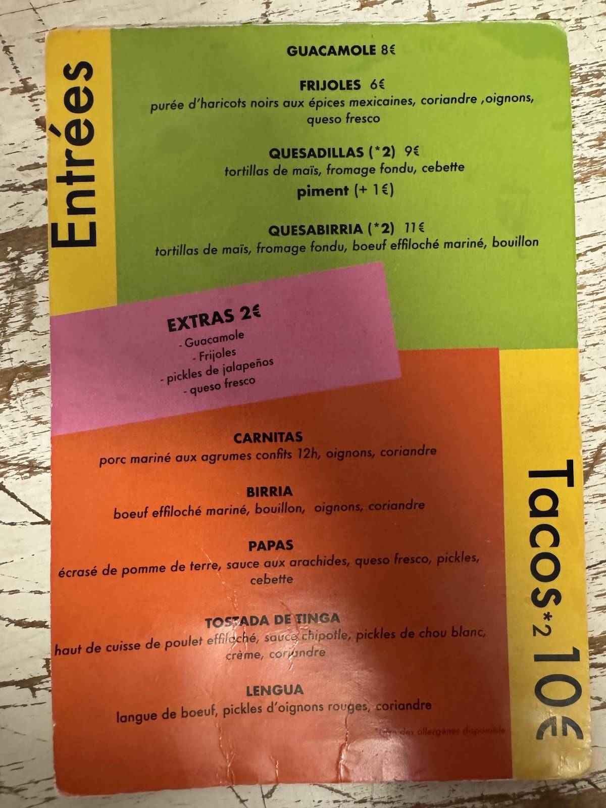 Menu de Candelaria