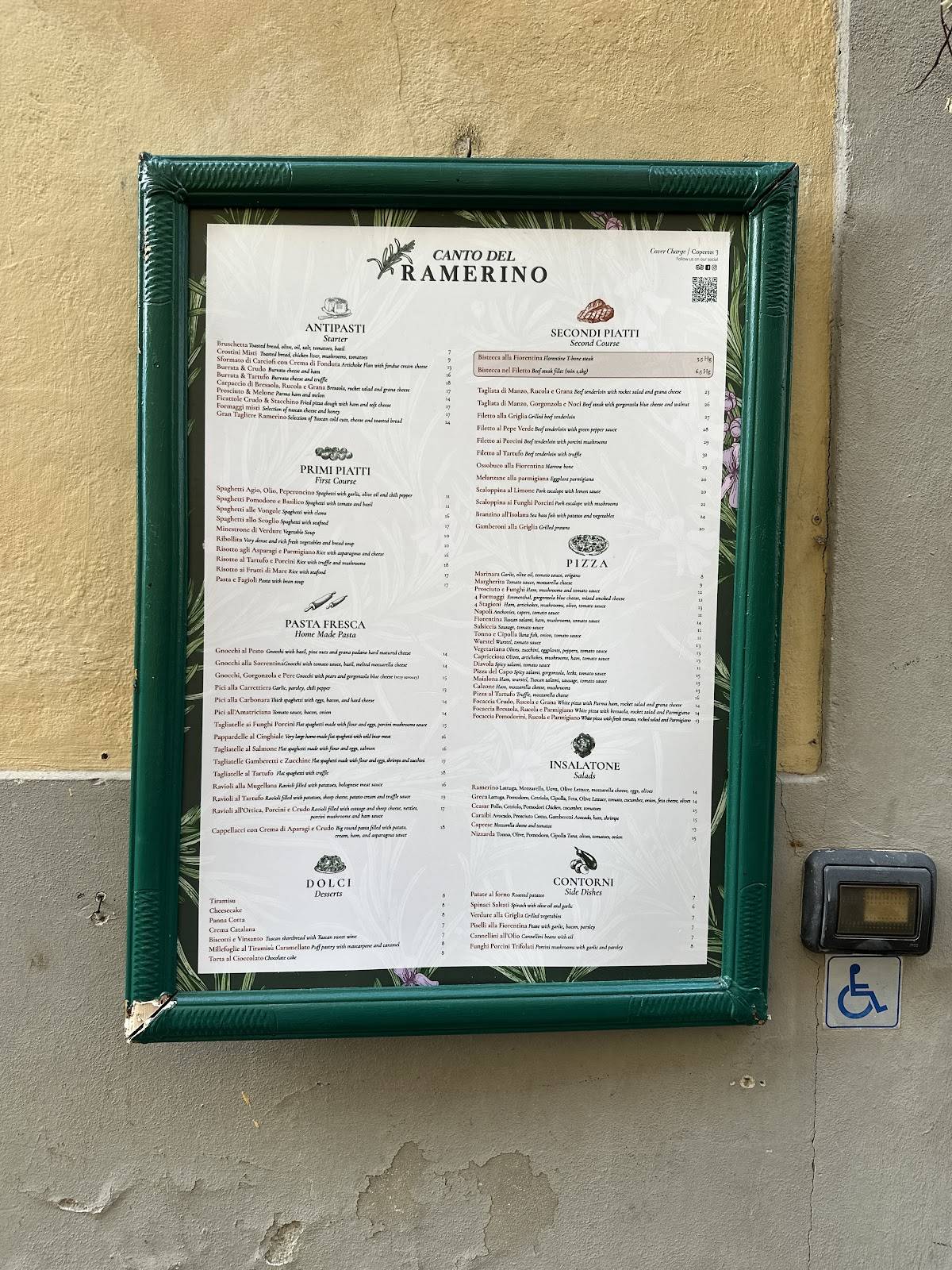Menu di Canto del Ramerino 