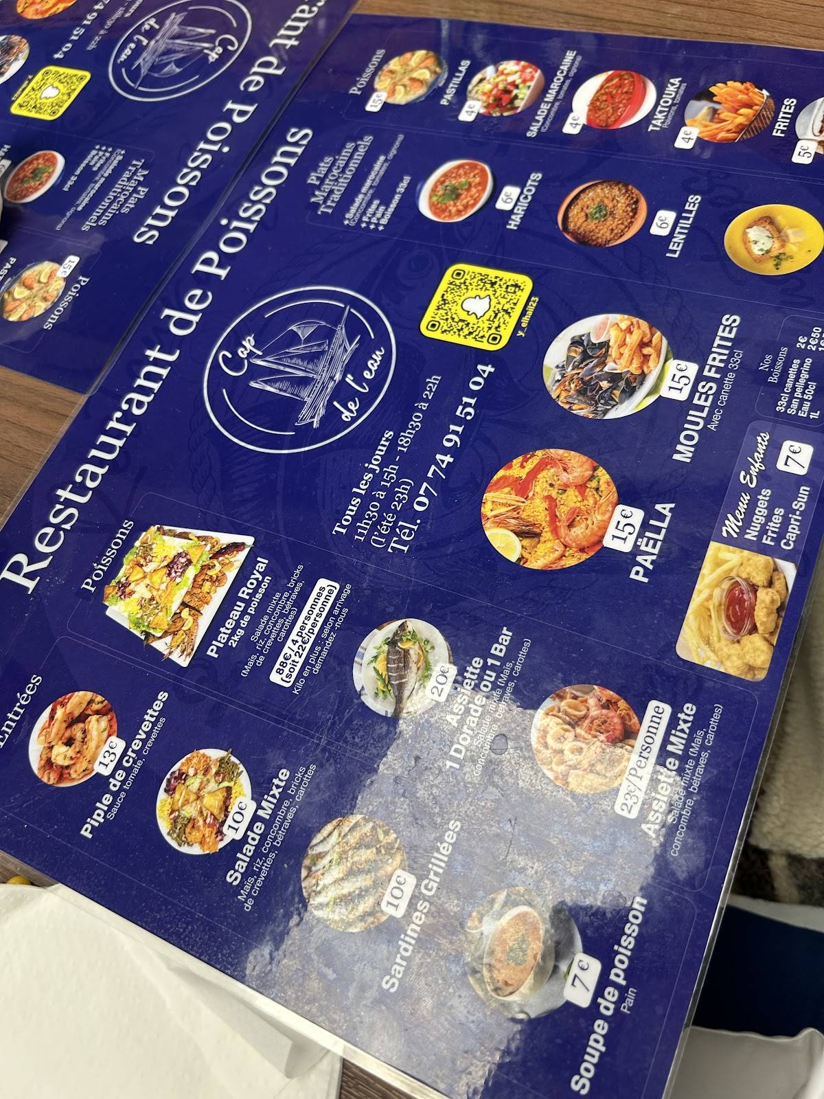 Menu de Cap de l’eau