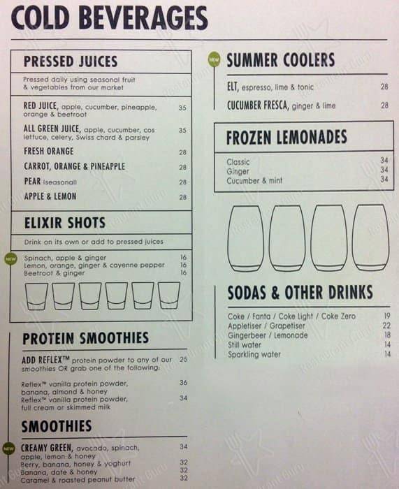 Woolworths Café menu