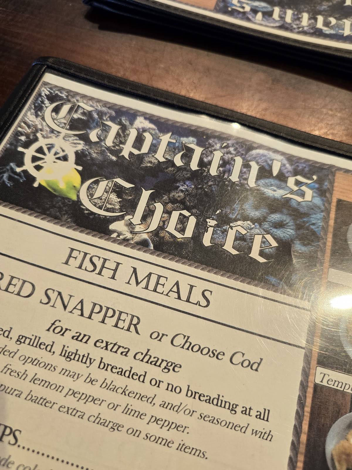 Menu at Captain's Choice Fish House restaurant, North Bend