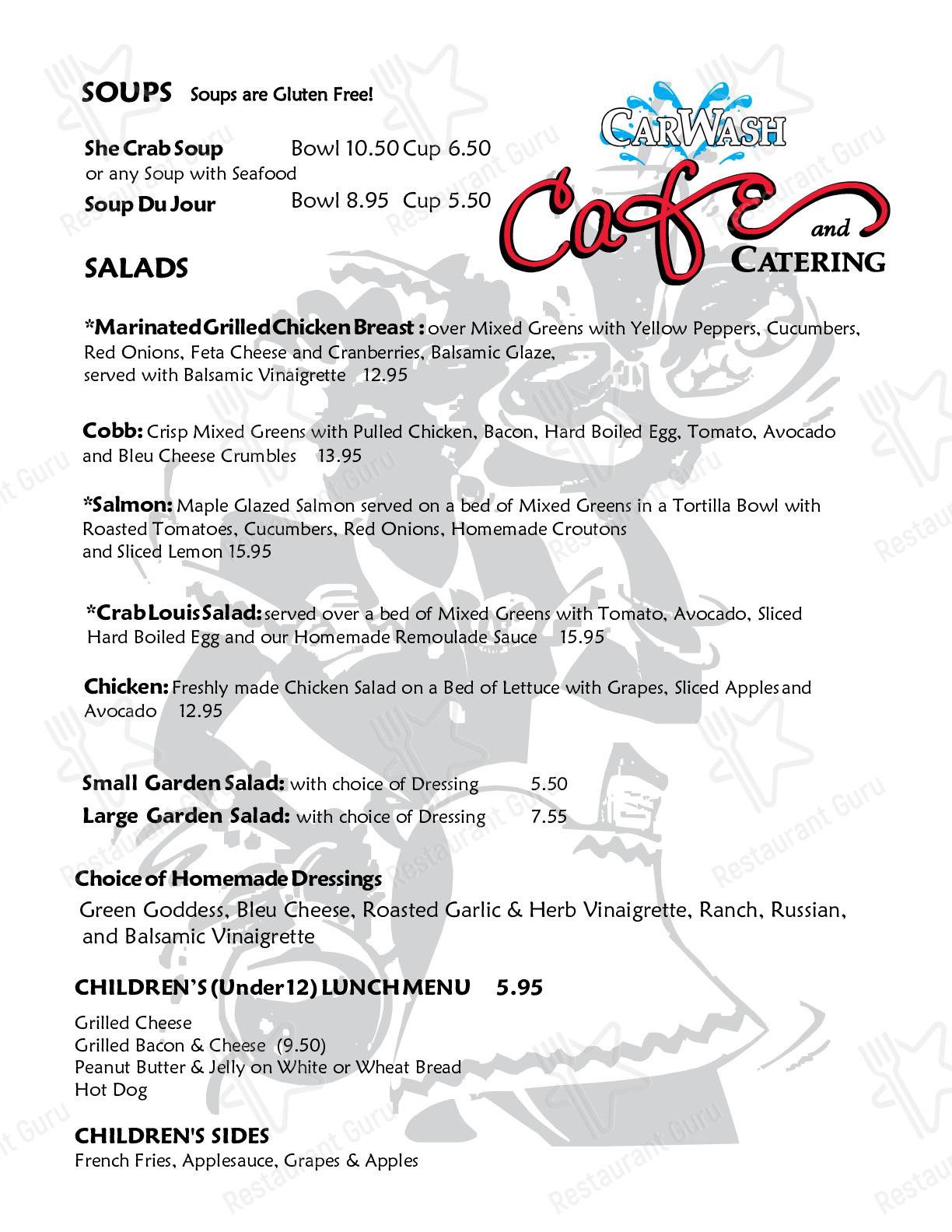 Menu at Car Wash Cafe & Catering, Kilmarnock
