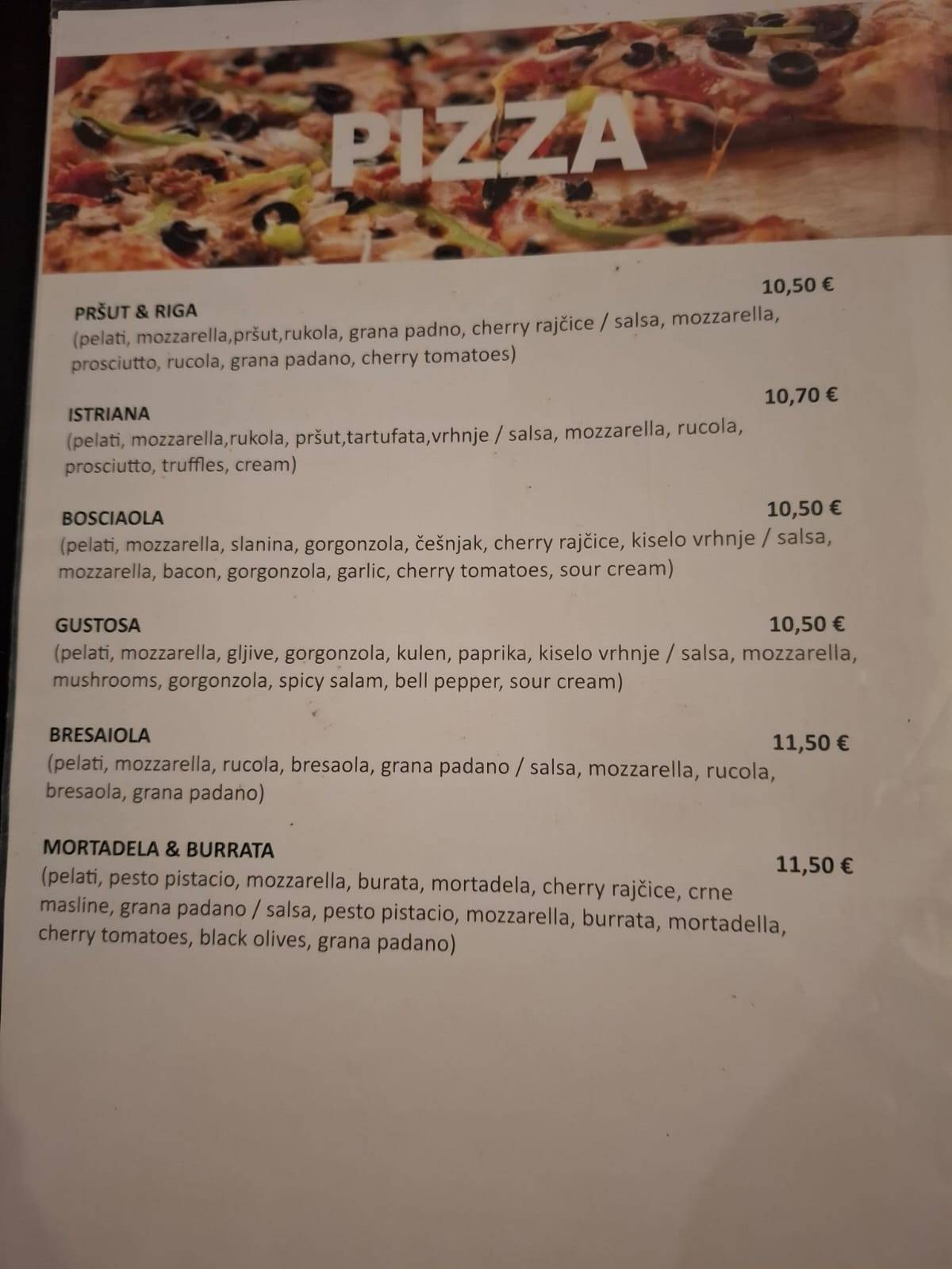 Menu di Caracca Pub 