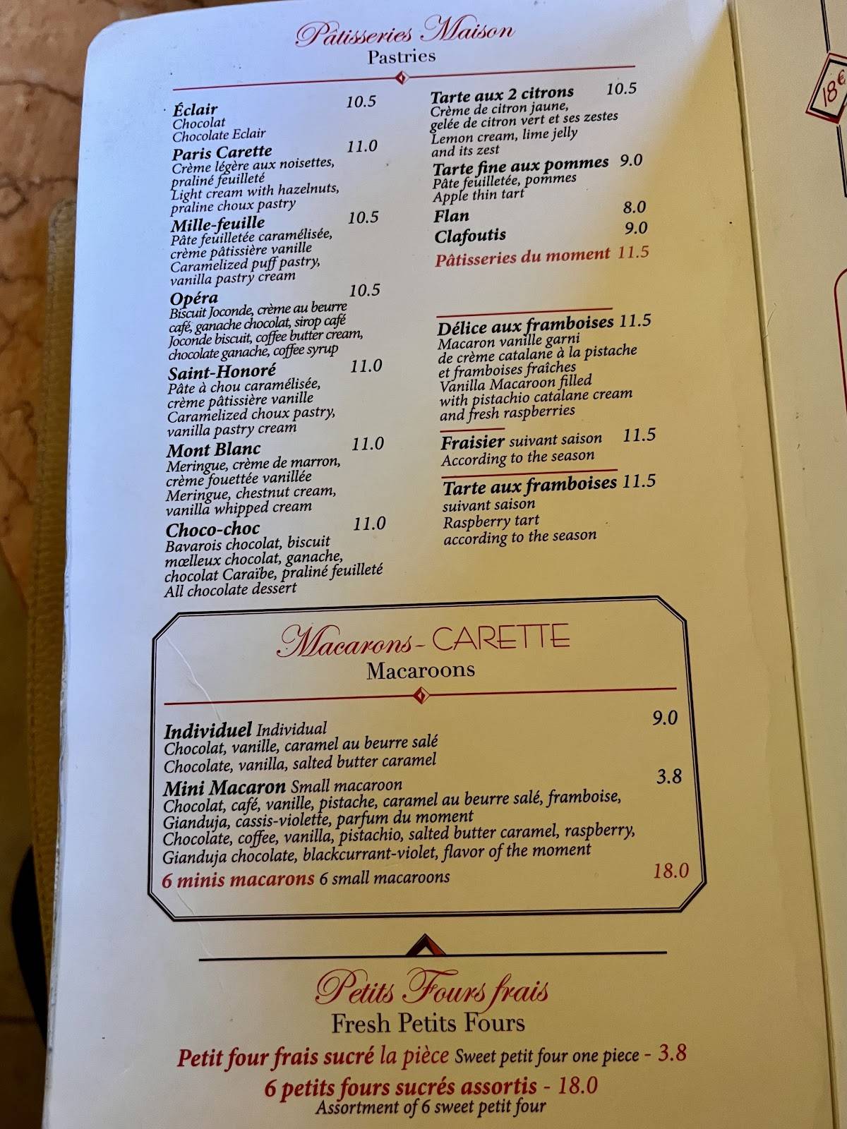 Menu de Carette