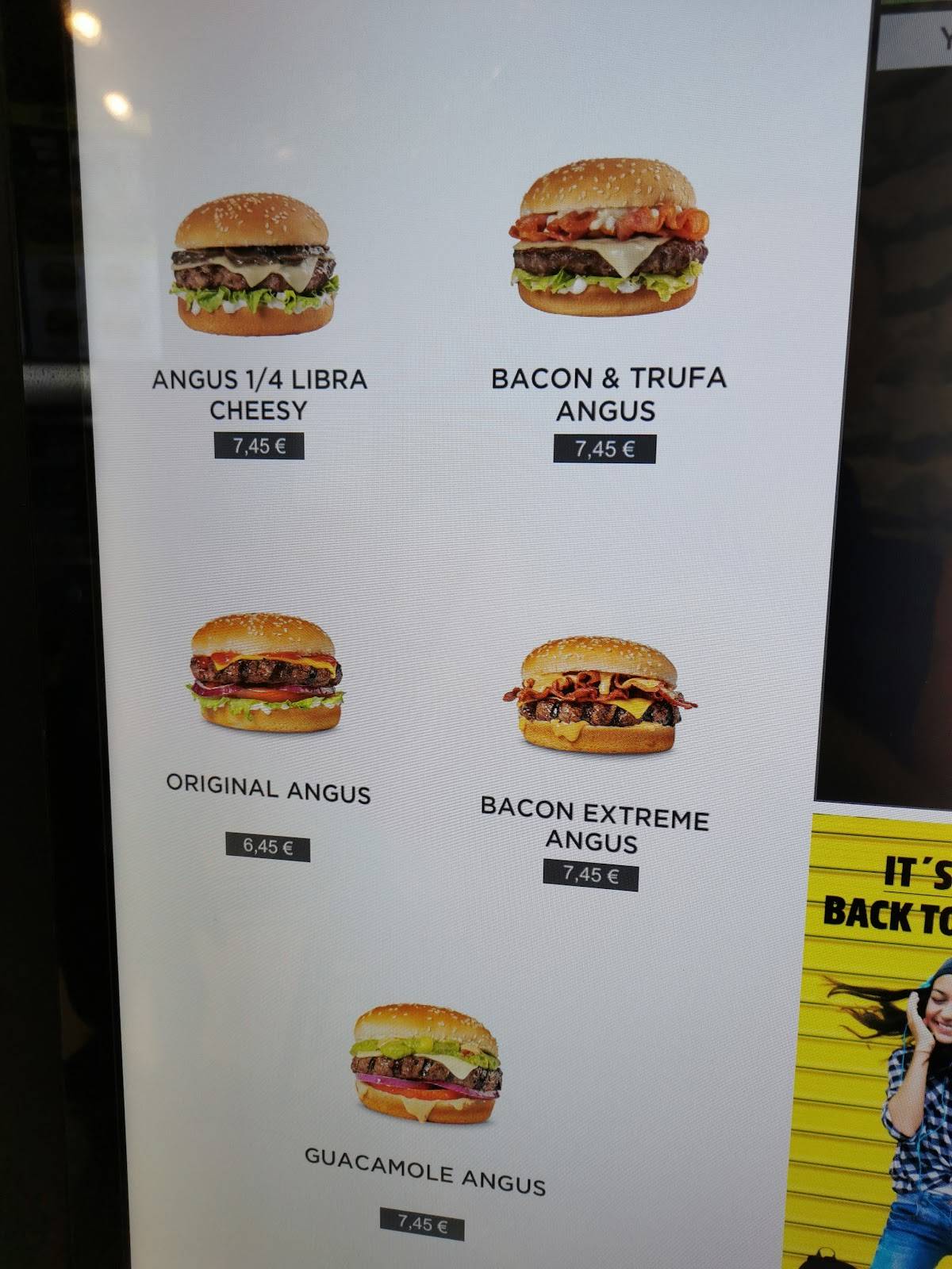 Carta del restaurante Carl's JR, Madrid, Calle Gran Vía