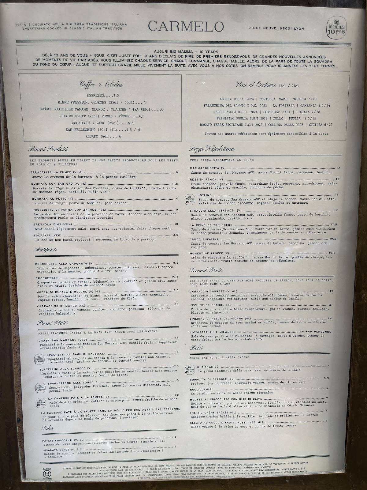 Menu de Carmelo